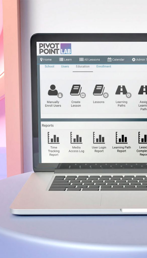 Laptop showing Pivot Point LAB Admin tools